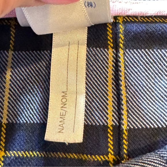 Lands' End Sz 4 Navy Yellow Plaid Pleated Skater Skirt Side Zipper - Picture 7 of 10